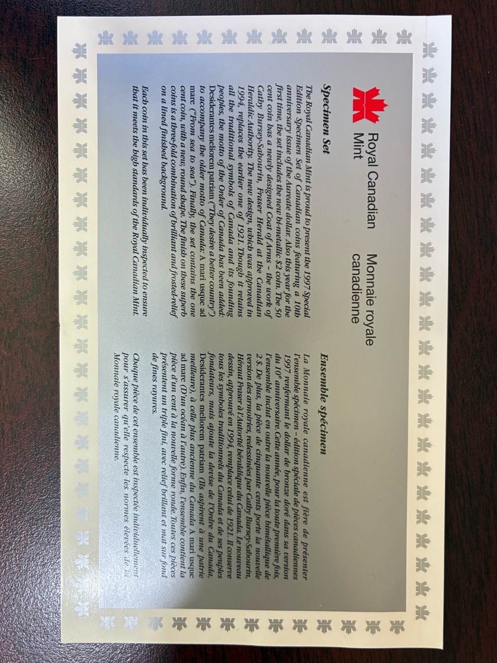 Royal Canadian Mint 1997 Specimen set. - Picture 4 of 5